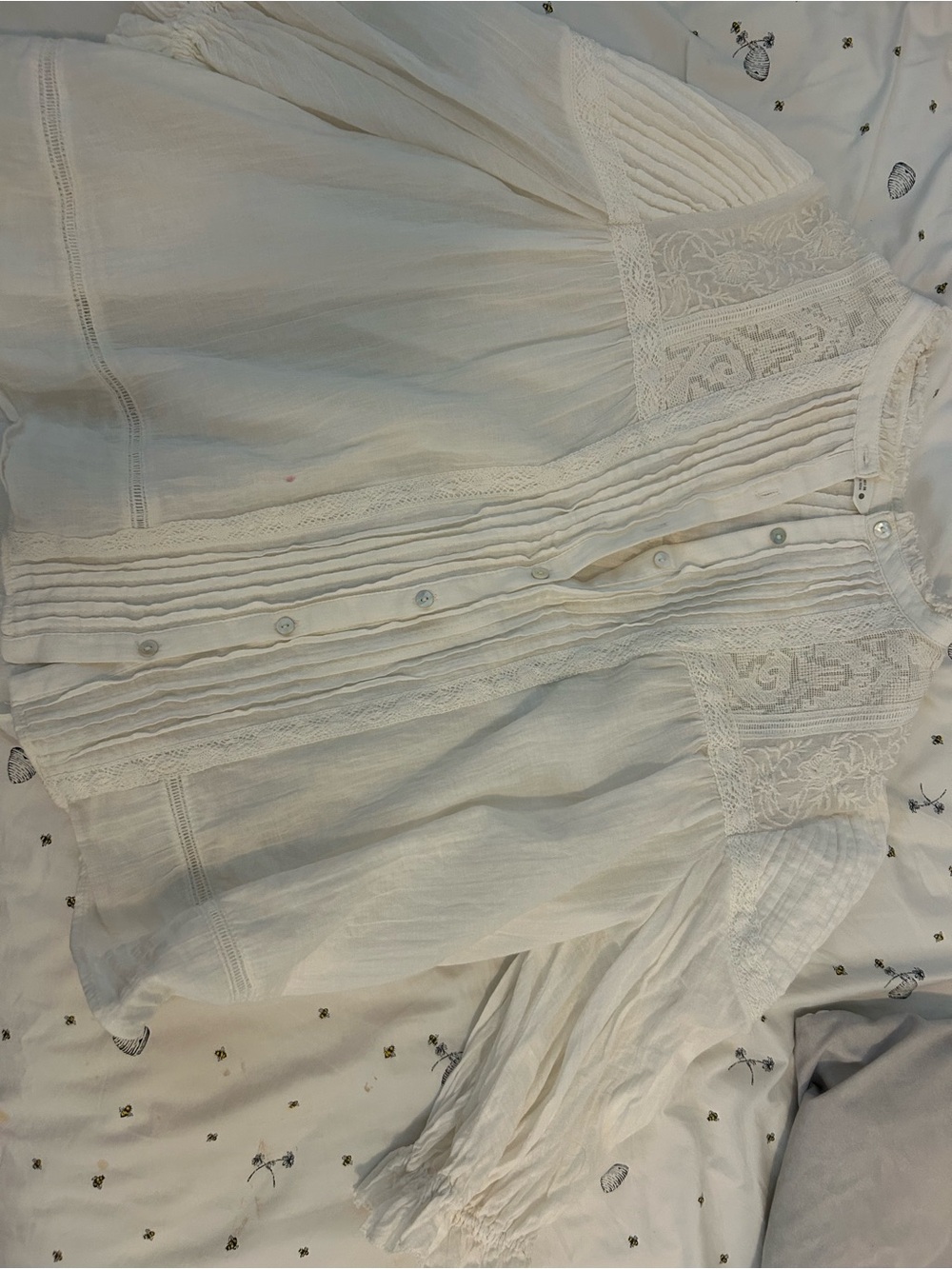 Zara Delicate Lace-Trim Button Front Blouse in Ivory - Picture 10 of 10